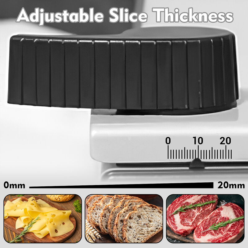 Cusimax Electric Deli Meat Slicer with 2 Removable 8.7'' Stainless Steel Blades, Removable Food Carriage, 1-20mm Adjustable Thickness Food Slicer image number 3