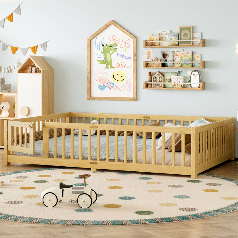 Merax Queen Size Kids Floor Bed &ndash; Safe, Versatile & Independence-Building Design image number 2