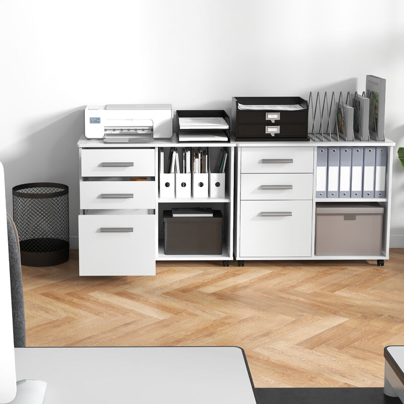 3-Drawer Mobile Lateral File Cabinet Printer Stand image number 1