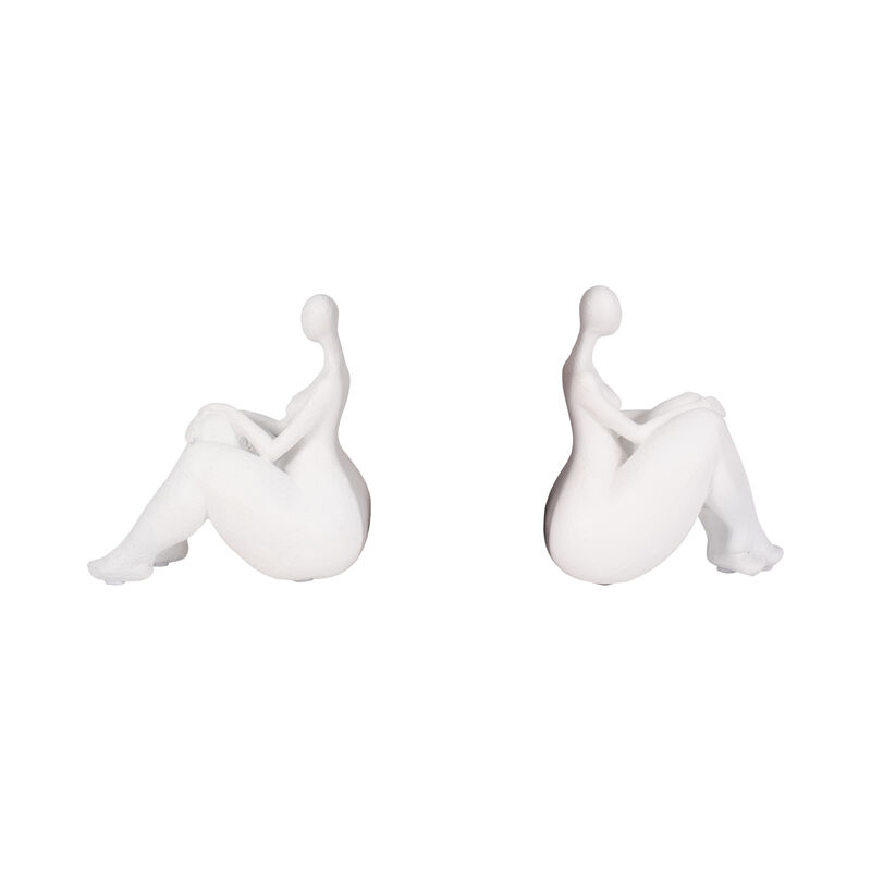 S/2 Sitting Ladies Bookends, White image number 1