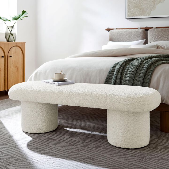 Modway Orla Chenille Upholstered Bench in Cream
