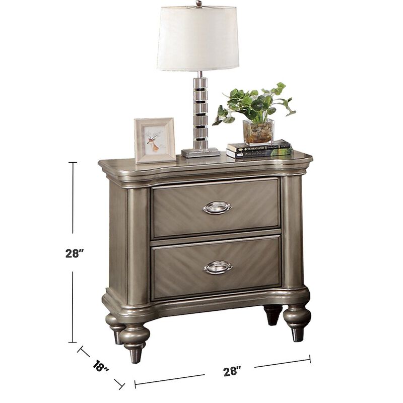 Simple Relax 2 Drawer Nightstand with Round Legs in Grey image number 3