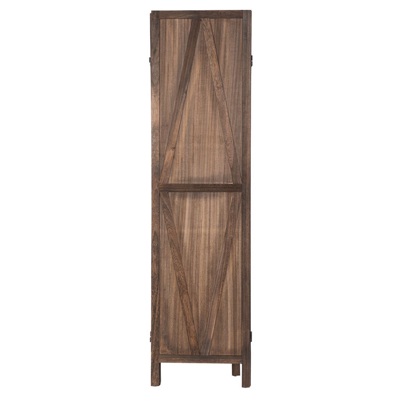Rustic 72"W x 67"H 4-Panel Room Divider, Folding Privacy Screens, Wood Partition Wall Divider for Room Separation, Temporary Wall