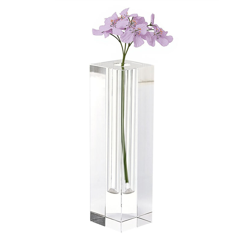 Crystal Square Optical Bud Vase for Dining Table or Living Room Decor
