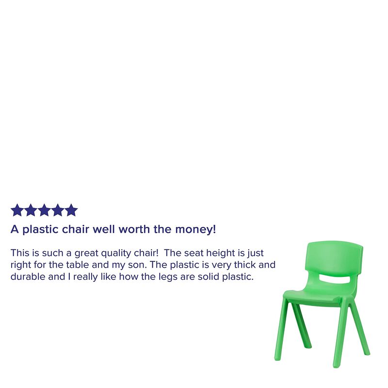 Flash Furniture 4 Pack Green Plastic Stackable School Chair with 13.25'' Seat Height