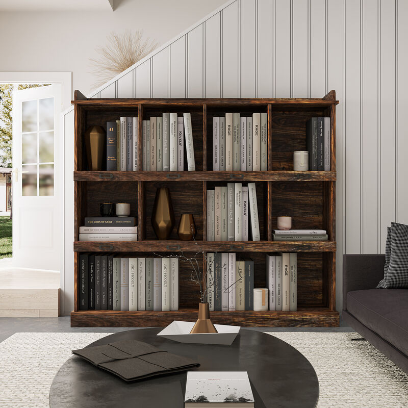 47.24 in. Tall Espresso Wood 3-Shelf Bookcase