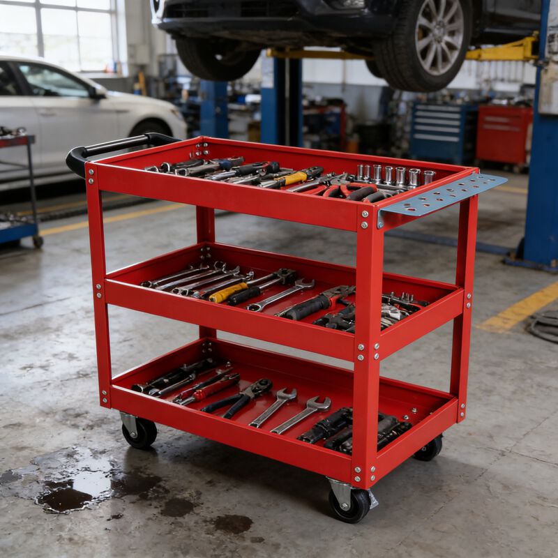 ELEMENT ACE Heavy Duty 3-Tier Rolling Mechanic Tool Cart with Lockable Wheels 450 LBS Capacity Industrial Utility Cart for Garage Warehouse Workshop Storage image number 1