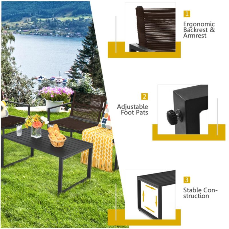 Hivvago 4 Pieces Patio Furniture Conversation Set with Sofa Loveseat