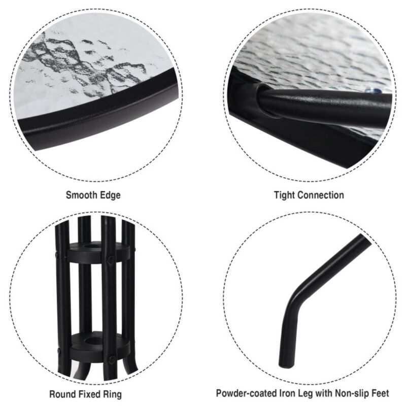 Hivvago 32 Inch Outdoor Patio Round Tempered Glass Top Table with Umbrella Hole