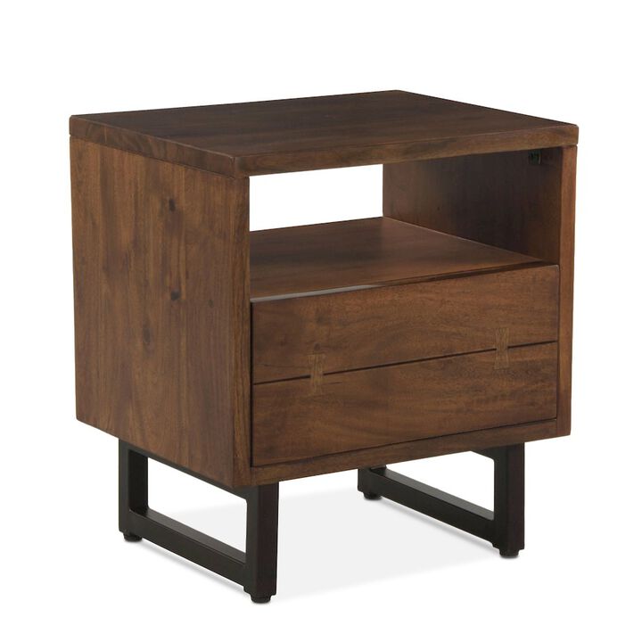 World Interiors Glenwood Acacia Wood Live Edge Night Chest