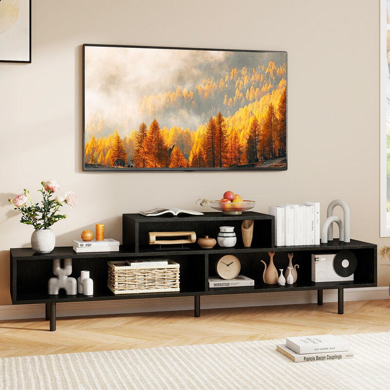 TV Stand with 3 Open Storage Compartments and Entertainment Center Design image number 6