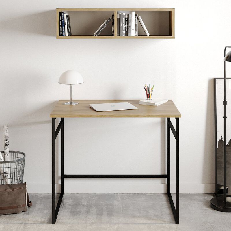 Decorotika Gama Computer Desk-Oud Oak & Black
