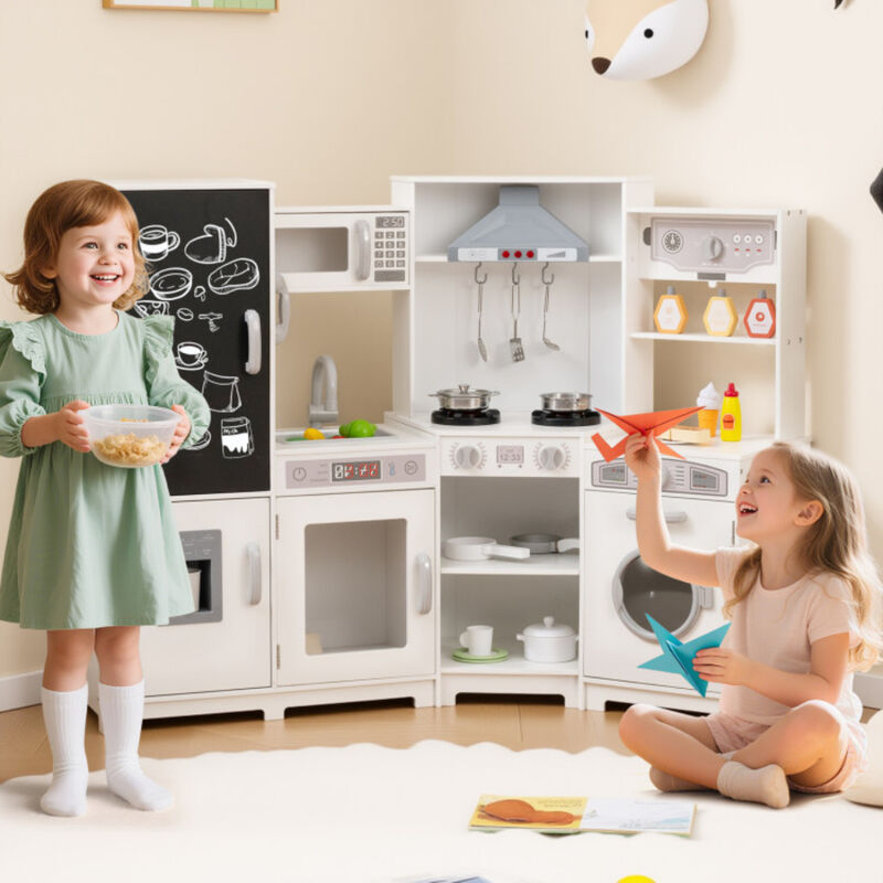 Large Pretend Play Kitchen Set with Lights and Sounds for Kids Playroom image number 1