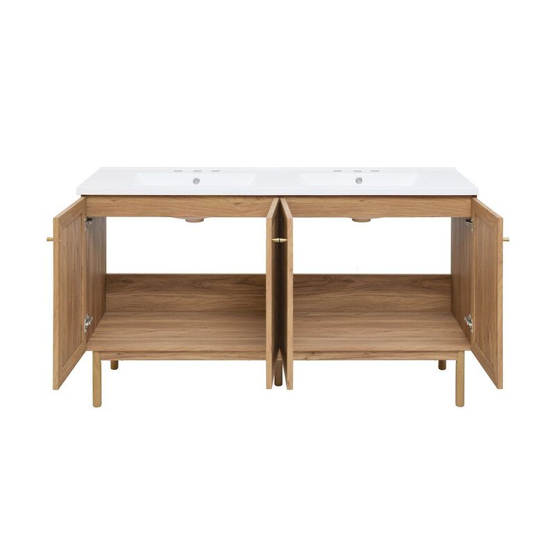 60" Freestanding Bathroom Vanity with 3-Hole Widespread Sink Top image number 8