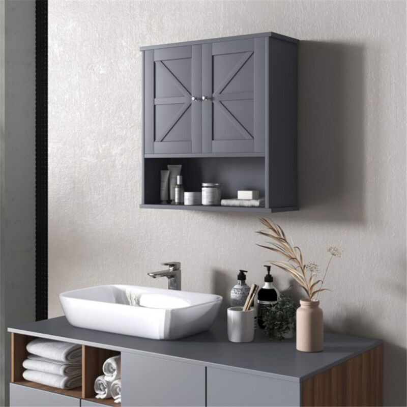 Wall Mounted Bathroom Cabinet with Doors for Storage and Organization