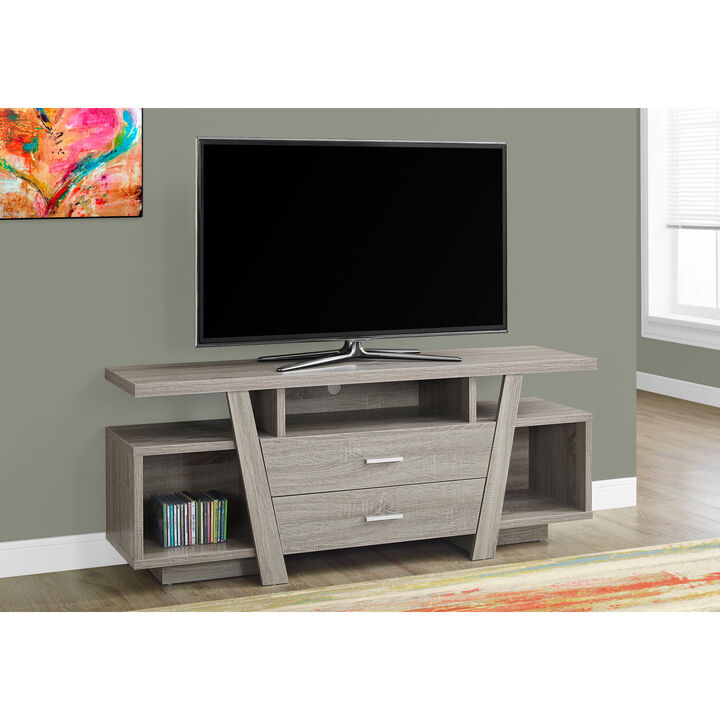 Monarch Specialties I 2721 Tv Stand, 60 Inch, Console, Media Entertainment Center, Storage Drawers, Living Room, Bedroom, Laminate, Brown, Contemporary, Modern