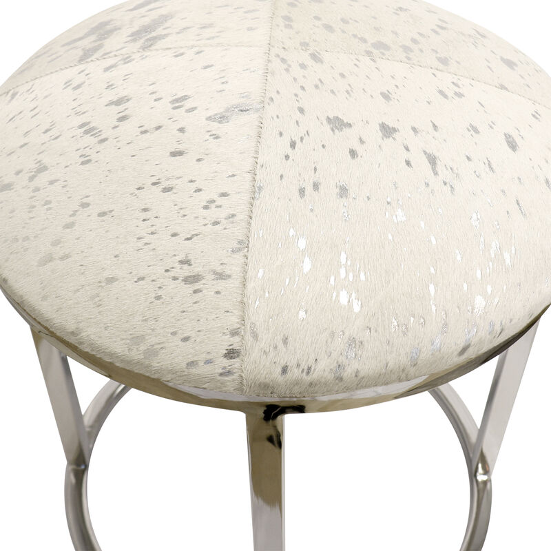 Pasargad Home Safari Steel & Cowhide Stool image number 3
