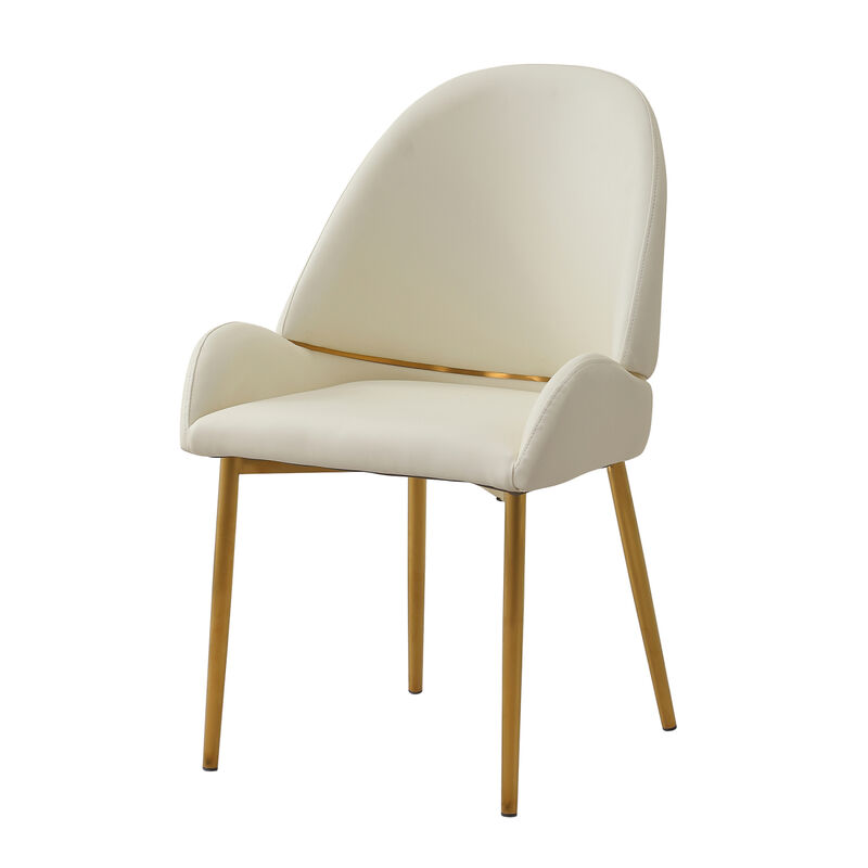 Streamdale Dining Chair With PU Leather Color Metal Legs (Set Of 2)