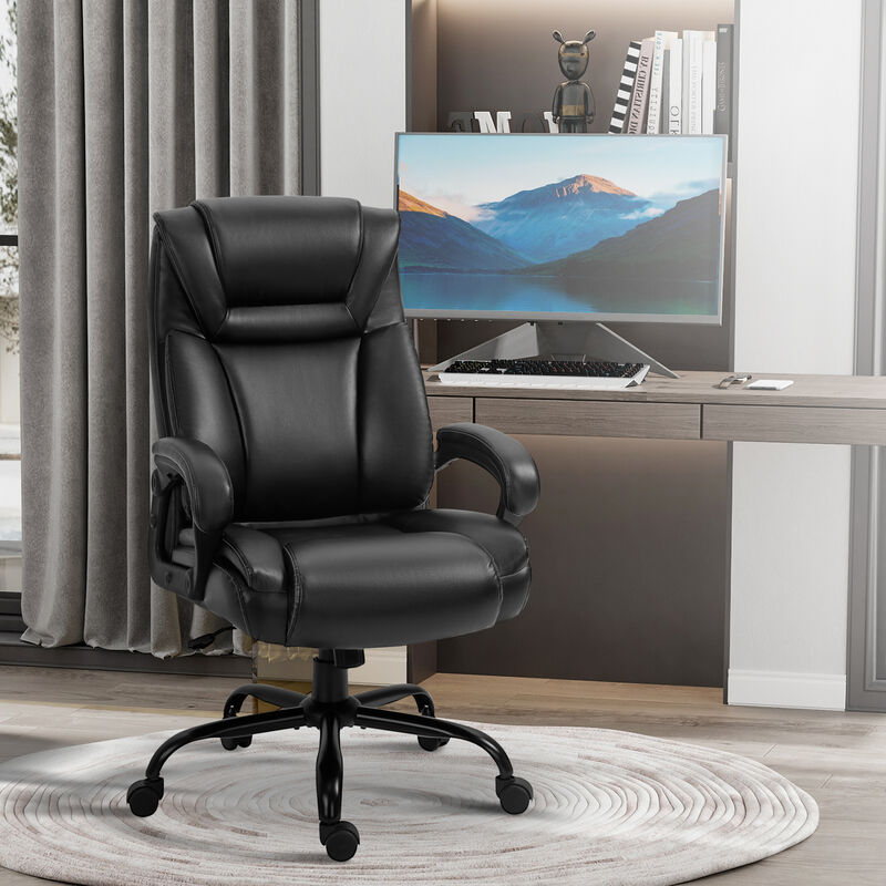Vinsetto Big and Tall 400lbs Executive Office Chair with Wide Seat, Computer Desk Chair with High Back PU Leather Ergonomic Upholstery, Adjustable Height and Swivel Wheels, Black