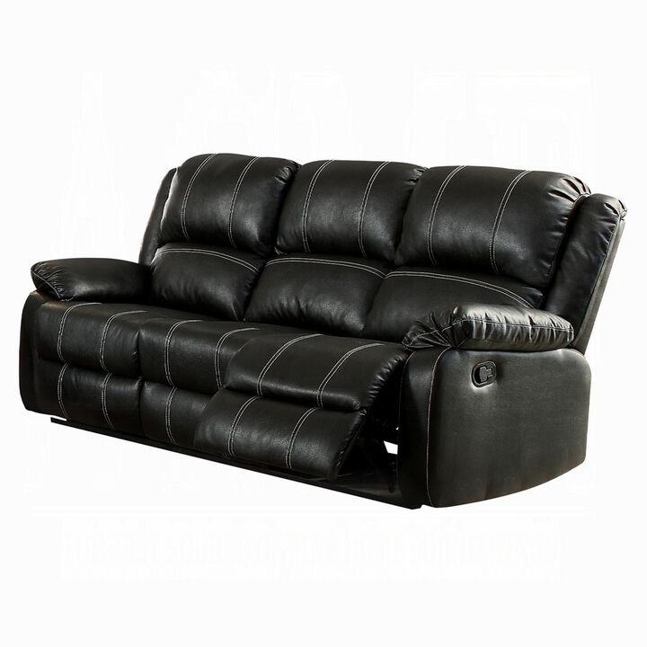 Zuru Motion Manual Recliner Sofa, 3 Seater, Plush Black Faux Leather