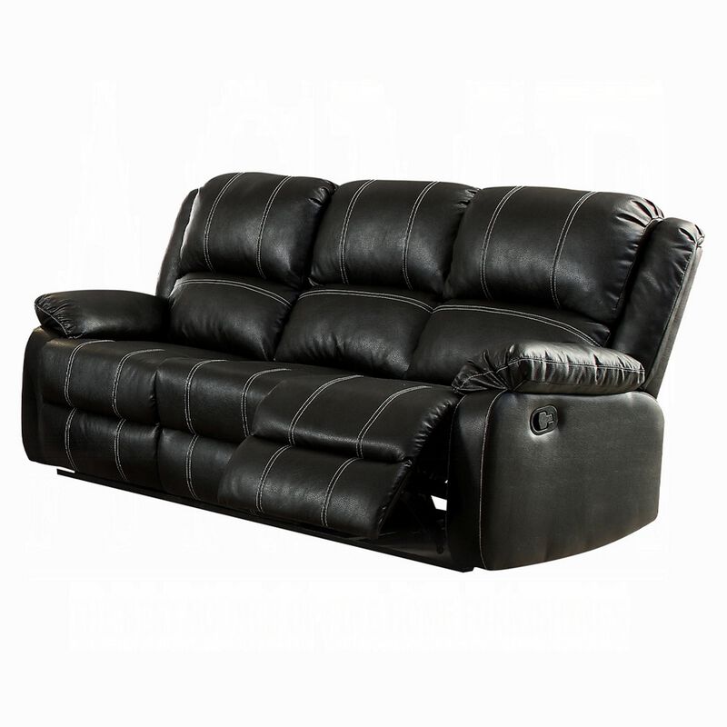 Zuru Motion Manual Recliner Sofa, 3 Seater, Plush Black Faux Leather