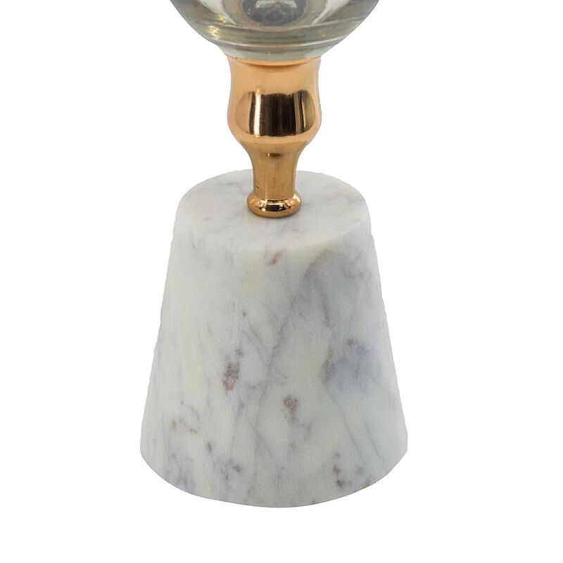 HomeRoots 19" Gold And White Glass And Marble Table Vase image number 2