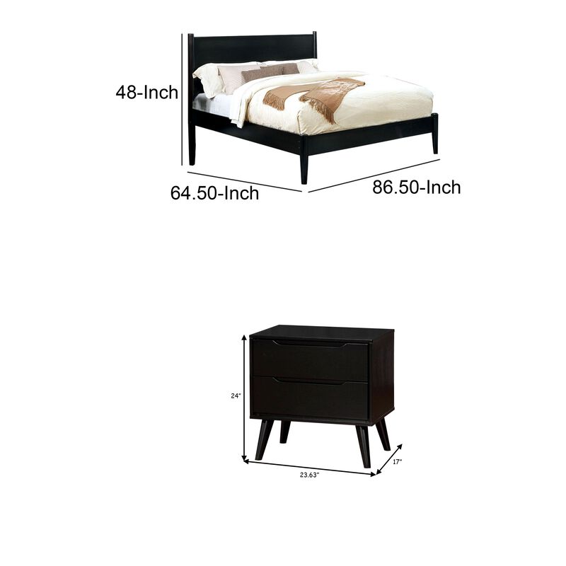 Bedroom Set in Wood &ndash; 3 Piece Set with 2 Nightstands image number 7