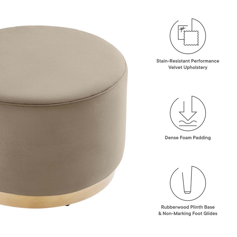 Modway Large 23" Round Performance Velvet Upholstered Upholstered Ottoman image number 3