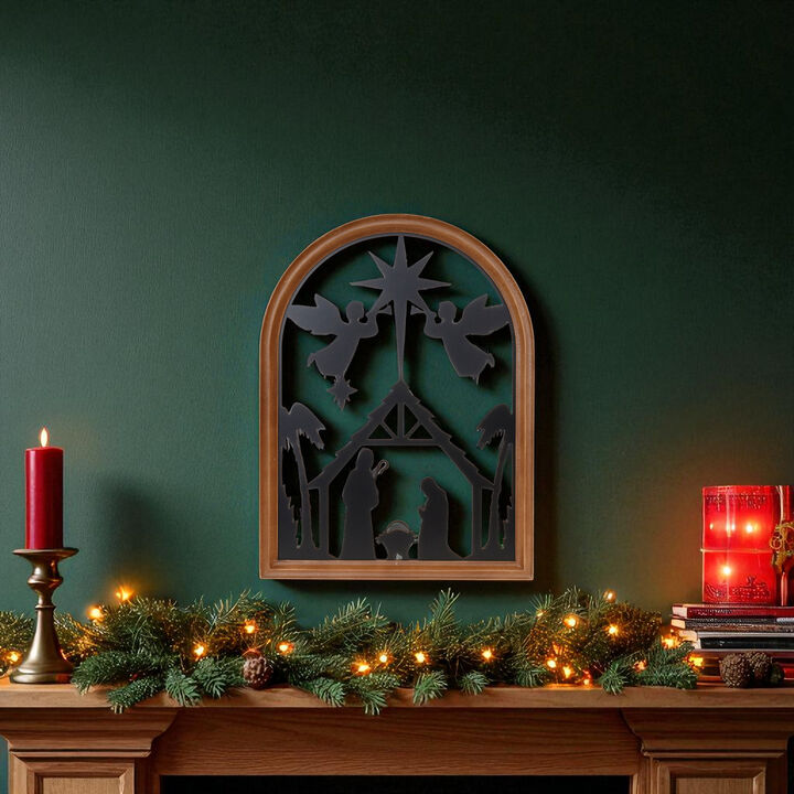 Cut-Out Metal Nativity Plaque for Christmas Wall or Mantel Display