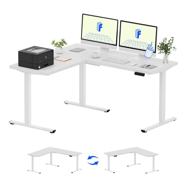 FLEXISPOT L Shaped Standing Desk, 63 x 55 Inch Electric Height Adjustable Corner Desk, Sit Stand Computer Workstation, Preset Co