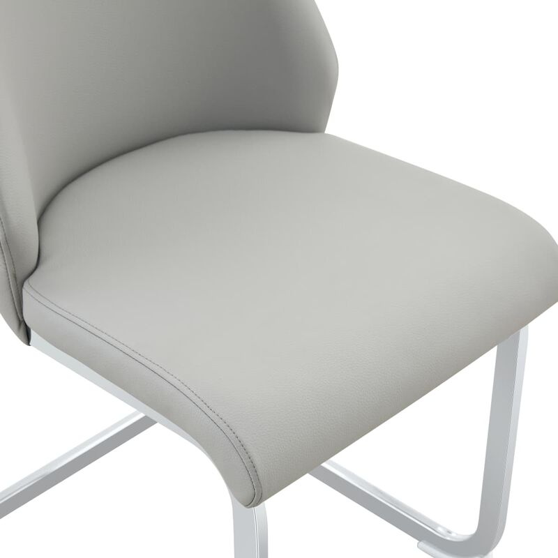 Set of 2 PU Leather Dining Chairs, High Back Upholstered Dining Chair with Ring Pull Handle, Modern Rectangular Back Dining Chair image number 6
