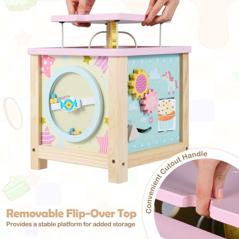 Kids Wooden Activity Cube with Montessori Learning Toys 18+ Months image number 4