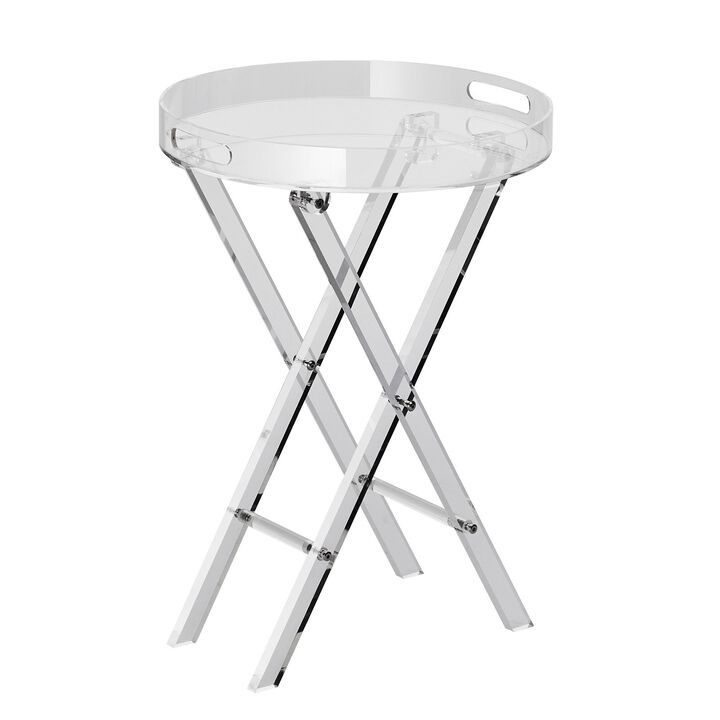 Modern Clear Acrylic Tray Table with Folding X Frame Legs