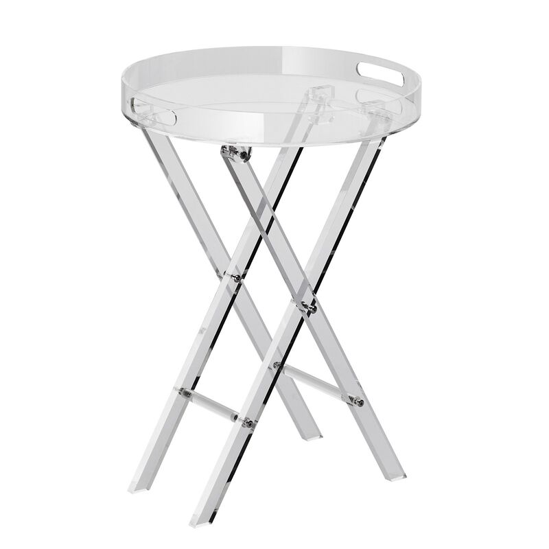 Modern Clear Acrylic Tray Table with Folding X Frame Legs image number 0