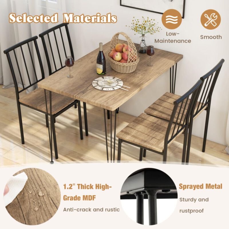 Hivvago 5 Pieces Dining Table Set for 4 with Metal Frame for Home Restaurant