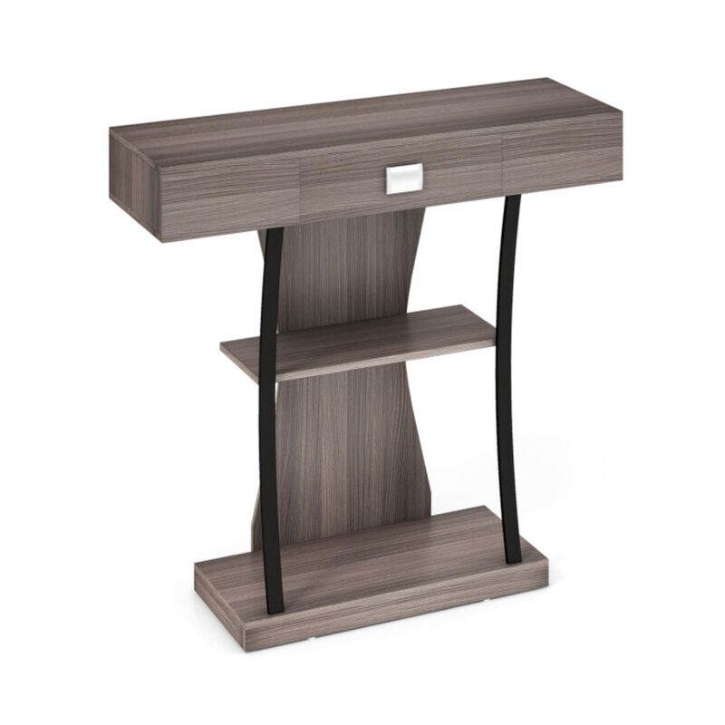 Hivvago Console Table with Drawer and 2-Tier Shelves for Entryway Living Room
