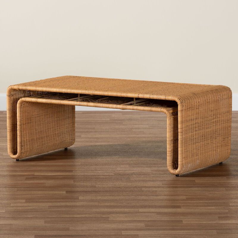 bali & pari Nevada Bohemian Light Honey Rattan Coffee Table