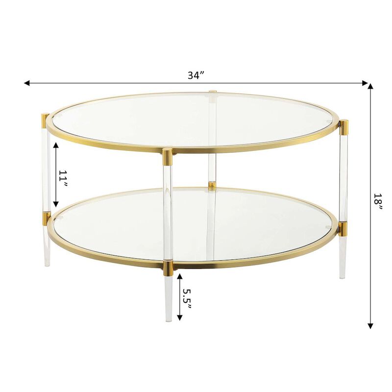 Convenience Concepts Royal Crest Acrylic Glass Coffee Table, Clear/Gold image number 2