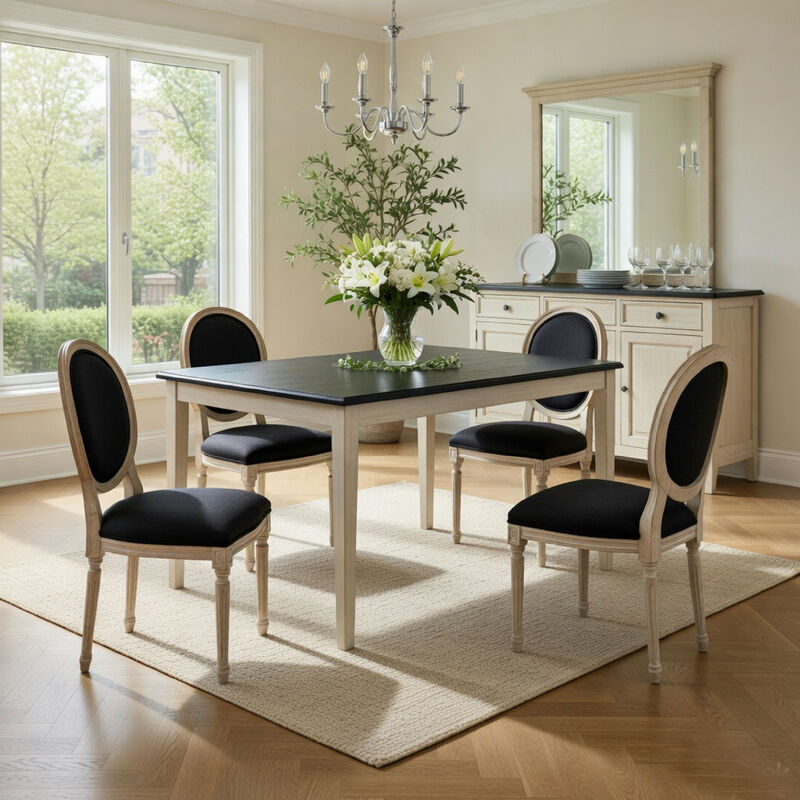 Nova Dining Table, Rectangular, European Black Ash w Antique White 59 Inch image number 1