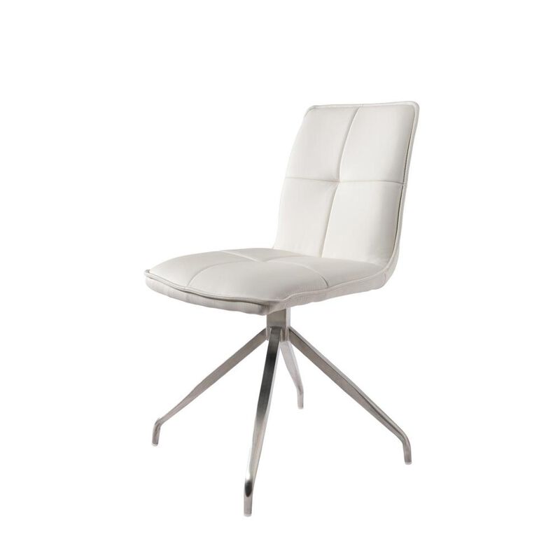 Dining Chair With Pu Seat And Brushed Stainless Steel Leg, Set Of 2