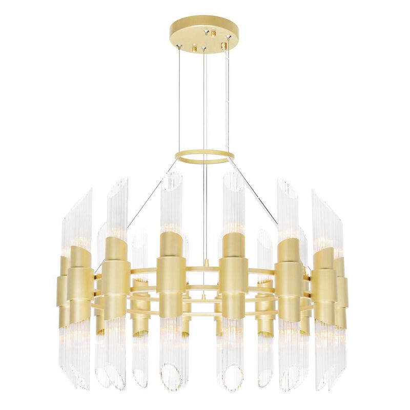 CWI Lighting Croissant 32 Light Chandelier With Satin Gold Finish