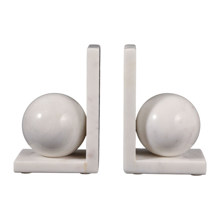 S/2 6" Marble Bookend W/3" Orb