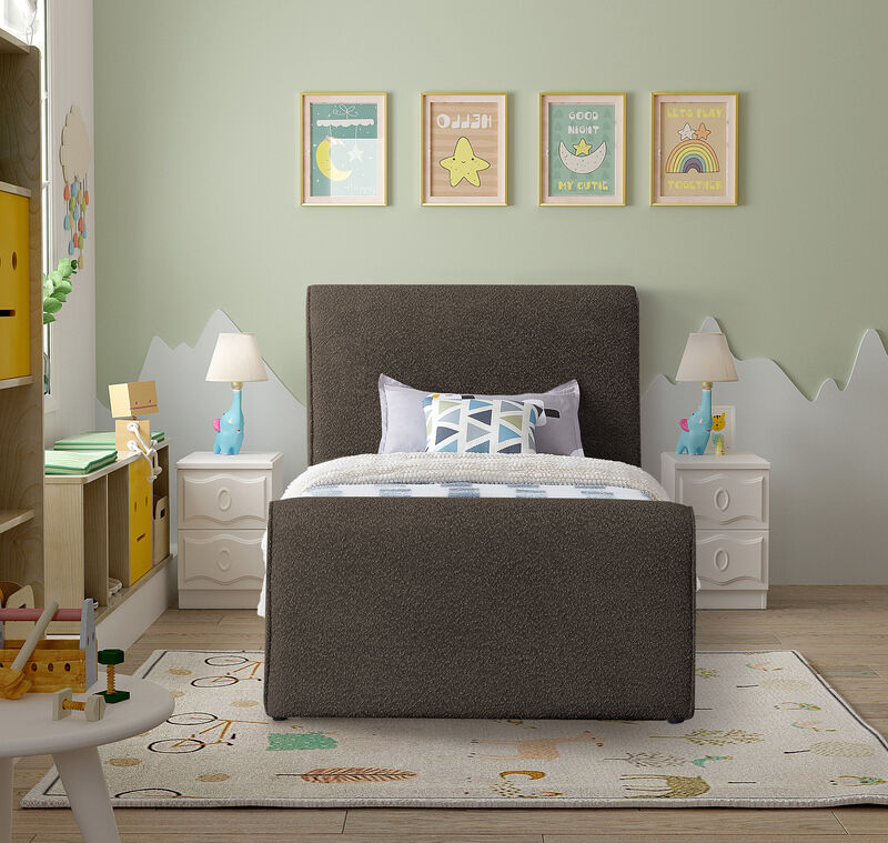 Meridian Furniture Stylus Brown Boucle Fabric Twin Bed image number 3