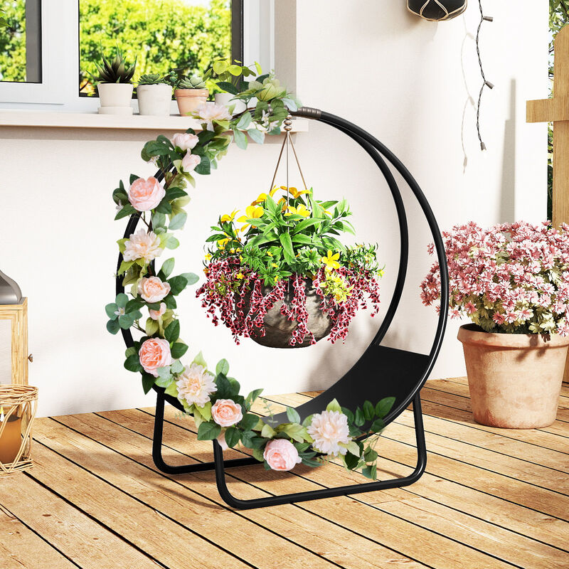 Heavy-Duty 20" Metal Firewood Log Rack with Curved Hoop and Stand image number 4