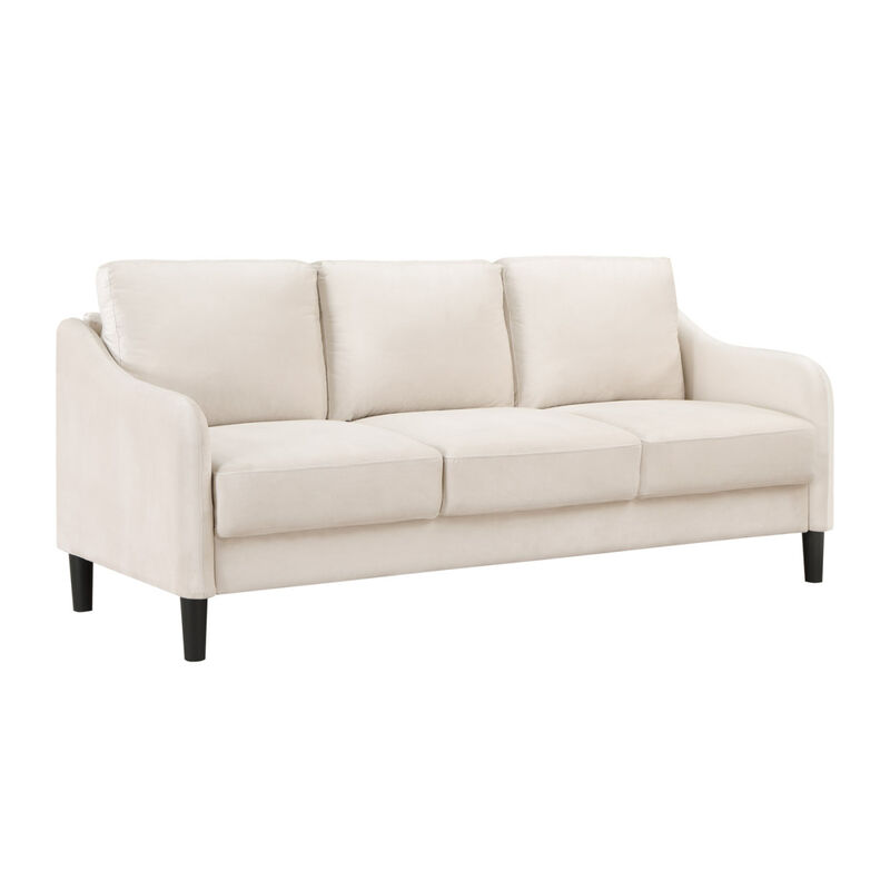 Modern 3-Seater Sofa for Small Space, Velvet Beige image number 1
