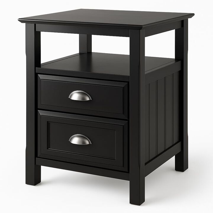 Ergode Timber Nightstand - Versatile & Stylish Bedroom Storage with Drawer & Shelf - Black Finish - Elegant Design - Easy Assembly - 20" W x 20" D x 25" H