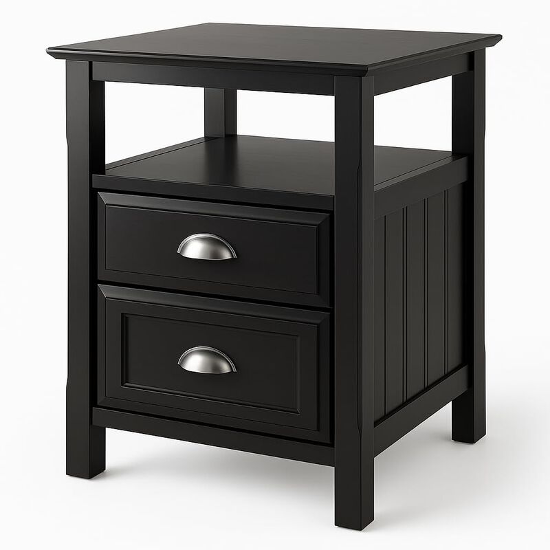 Ergode Timber Nightstand - Versatile & Stylish Bedroom Storage with Drawer & Shelf - Black Finish - Elegant Design - Easy Assembly - 20" W x 20" D x 25" H image number 0