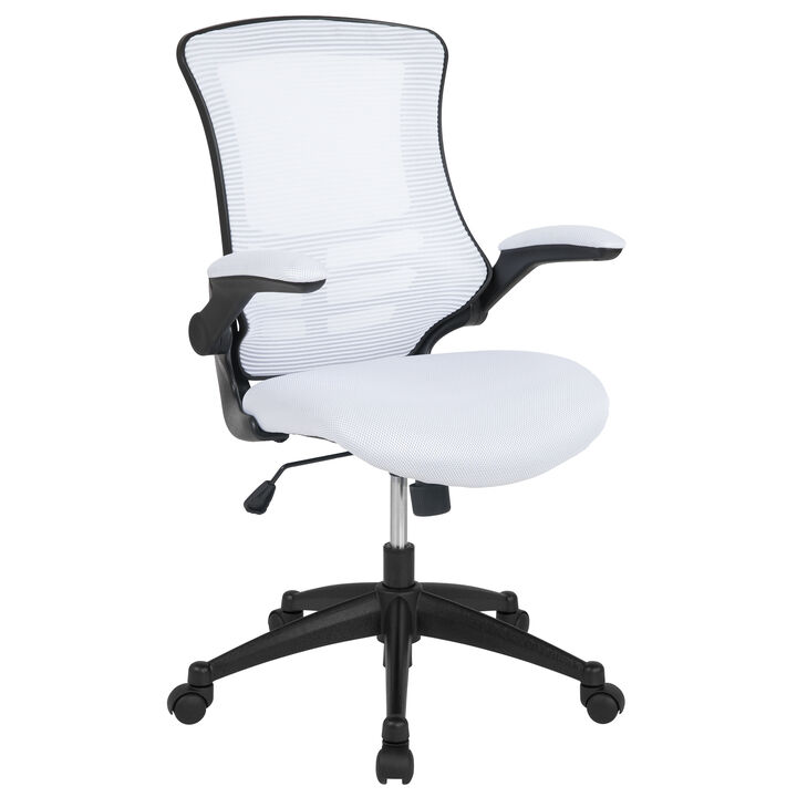 Kelista Mid-Back Red Mesh Swivel Ergonomic Task Office Chair with Flip-Up Arms