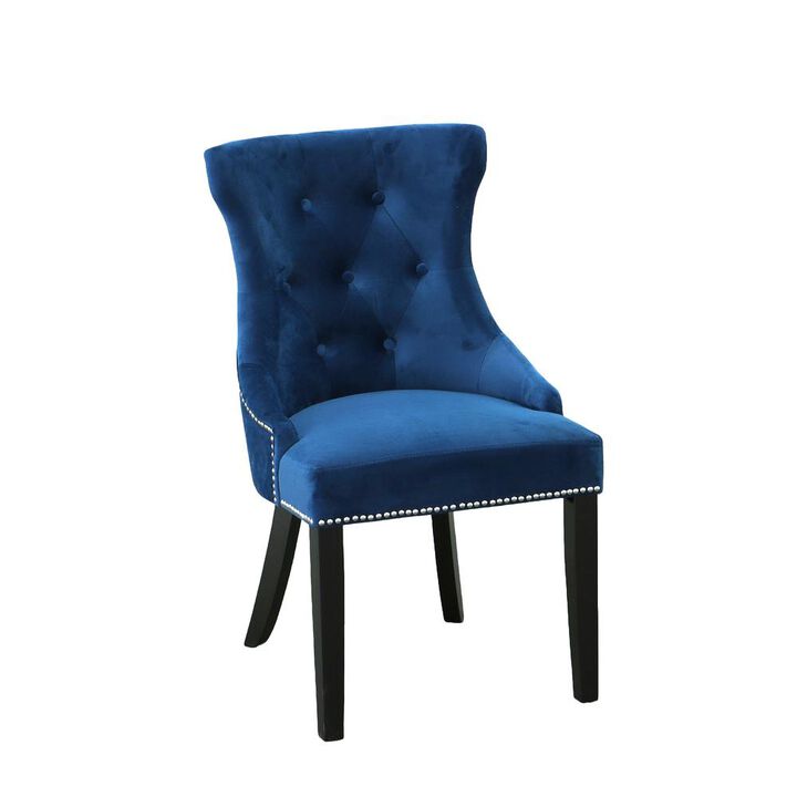 Carolina Living Julia Tufted Back Upholstered Chair - Set Of 2 - Espresso - Navy Upholstery