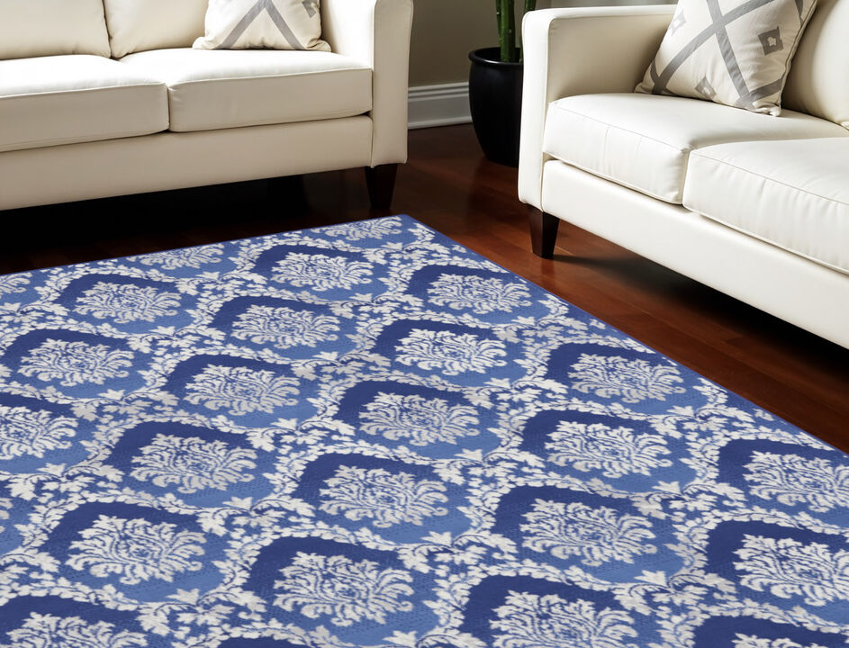 HomeRoots Damask Distressed Non Skid Area Rug